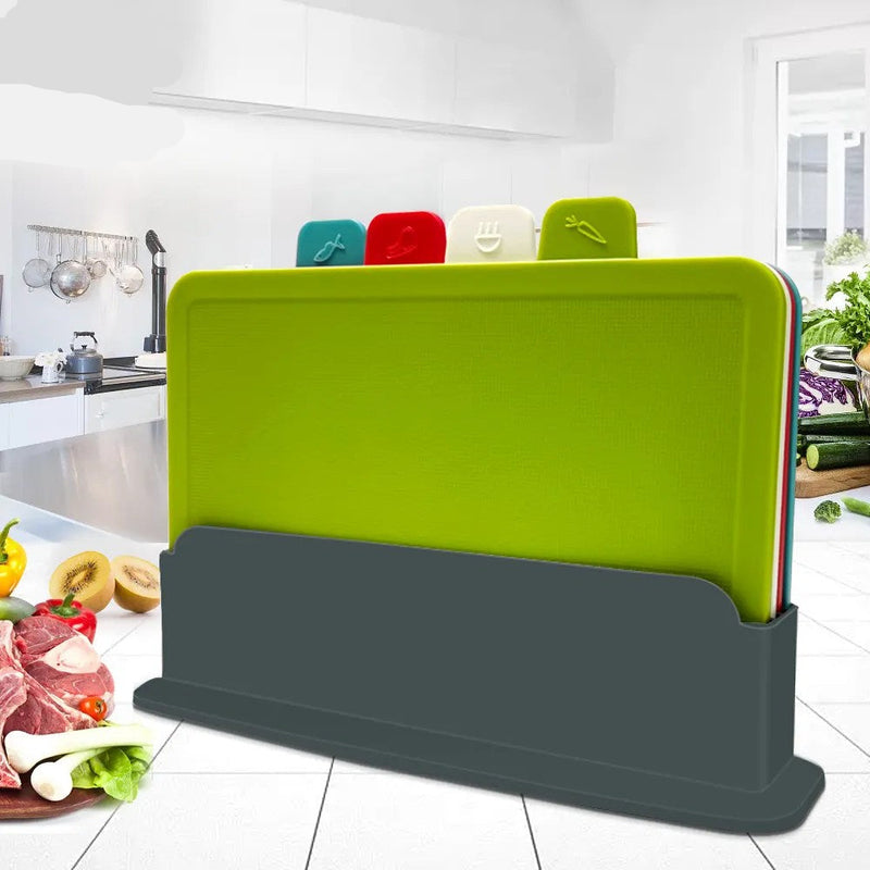 4-delt skjærebrettsett med holder – PrepTidy
