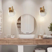 Runde Kristall-Wandleuchte, gold, modernes Design, Badezimmer, Spiegelbeleuchtung.
