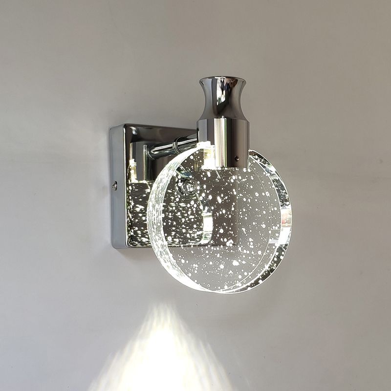 Runde Kristall-Wandleuchte, modernes Design, Chrom, LED-Beleuchtung, Wohnzimmer, Schlafzimmer.