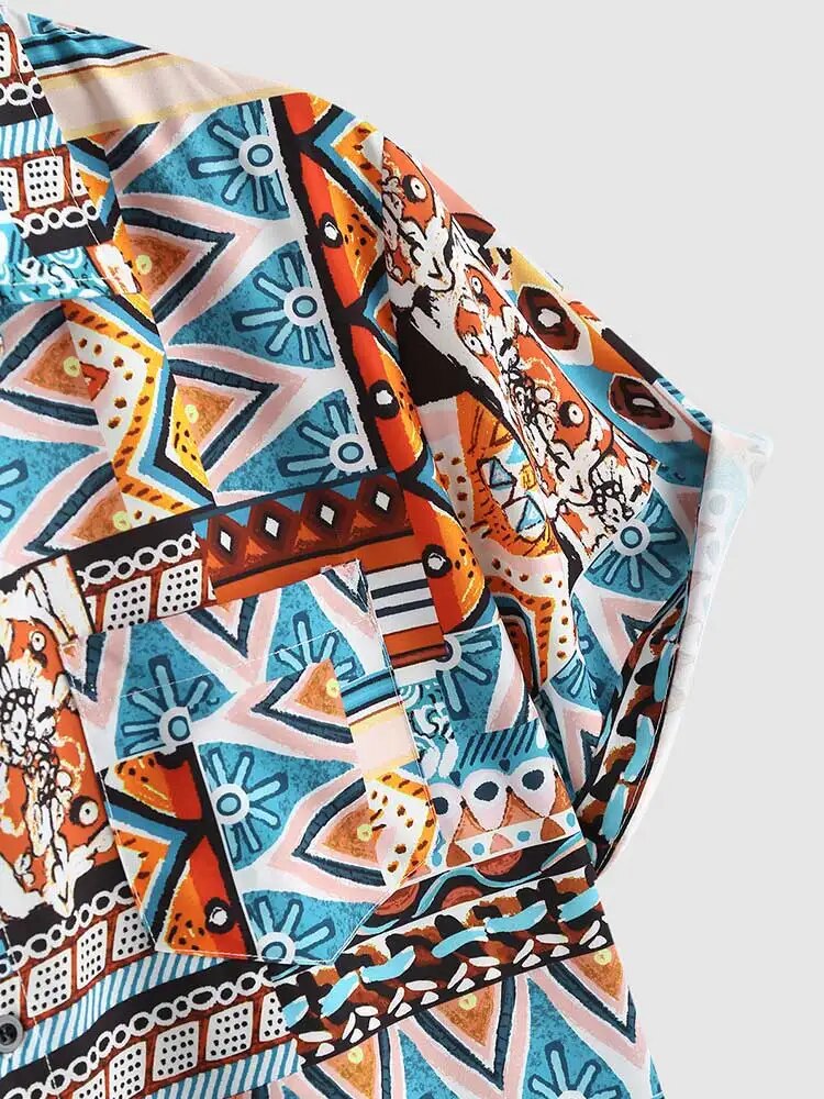 Sommer Women's Shirt with Ethnic Print and Chest Pocket – Nova