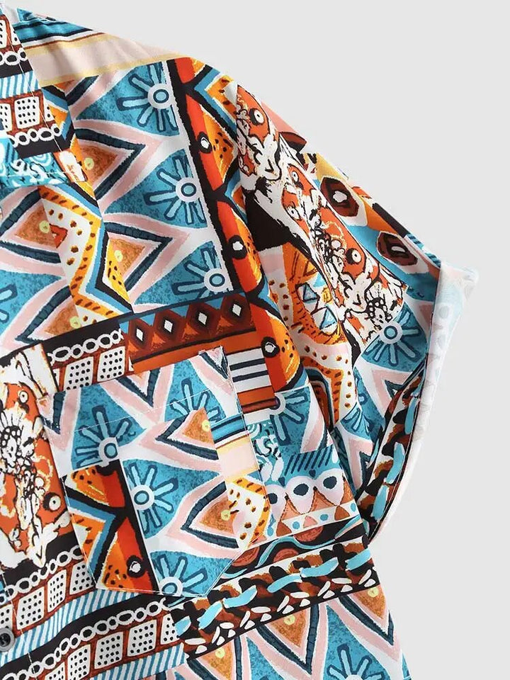 Sommer Women's Shirt with Ethnic Print and Chest Pocket – Nova