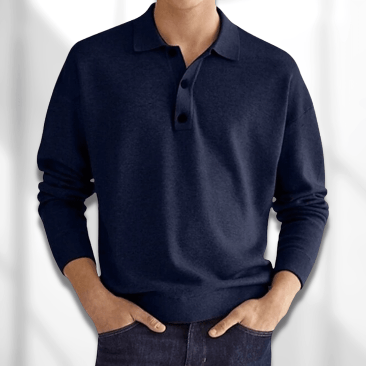 Herbstlicher Modern Fit Langarm-Herrenpolo – Lennard