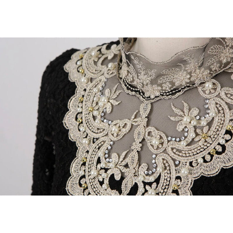 Women's blouse with autumnal embroidered lace – Elisabeth