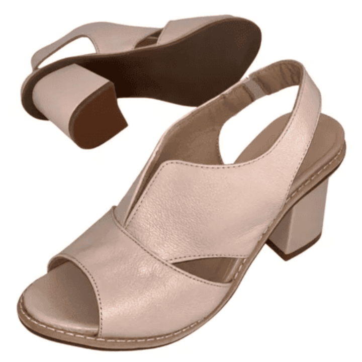 Sandalias de cuero para mujer con tacón y plantilla cómoda – Selina