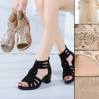 Modische Damen Keilsandalen mit Strass und Reißverschluss – Yara