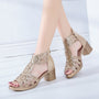 Modische Damen Keilsandalen mit Strass und Reißverschluss – Yara