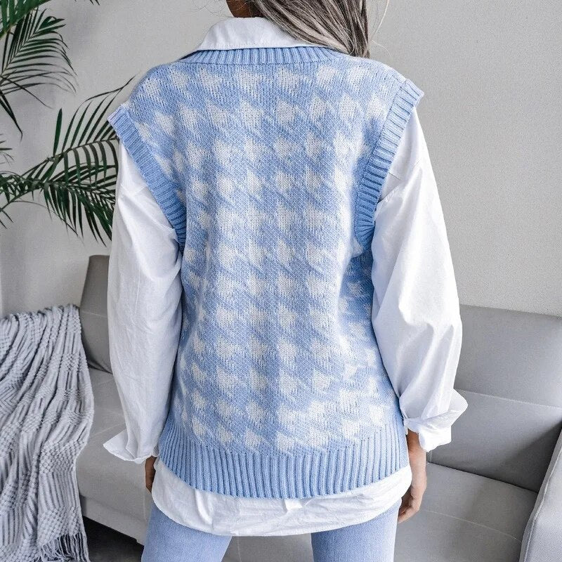 Women's Checked Knitted Vest Top – Yara