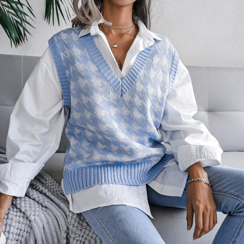 Women's Checked Knitted Vest Top – Yara