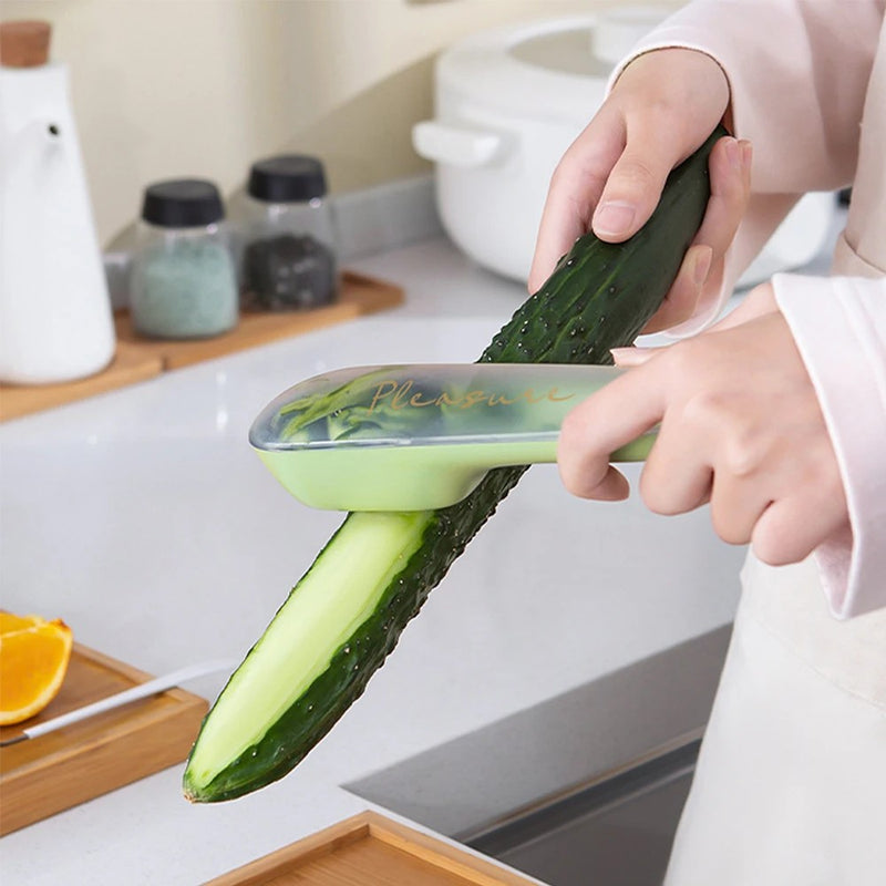 Pelador de verduras de acero inoxidable con recipiente recogedor – PeelPro