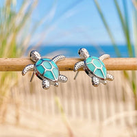 Sea Turtle Earrings made of Opal and Silver – Elena