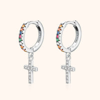 Colorful Zirconia Cross Earrings - Aurora