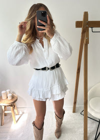 Light cotton set with blouse & ruffle shorts – Leora