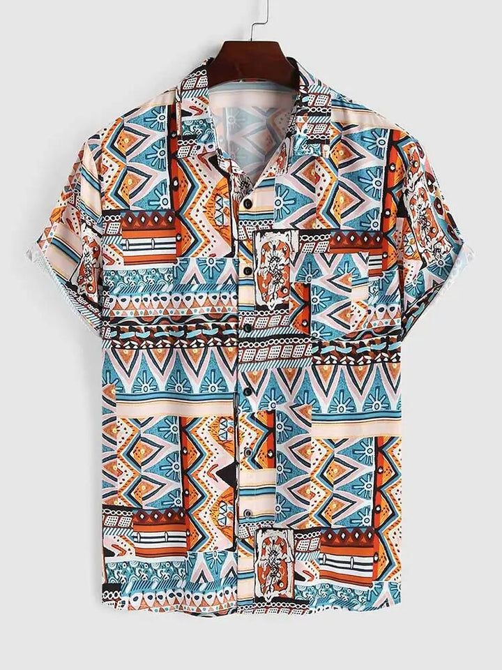 Sommer Women's Shirt with Ethnic Print and Chest Pocket – Nova