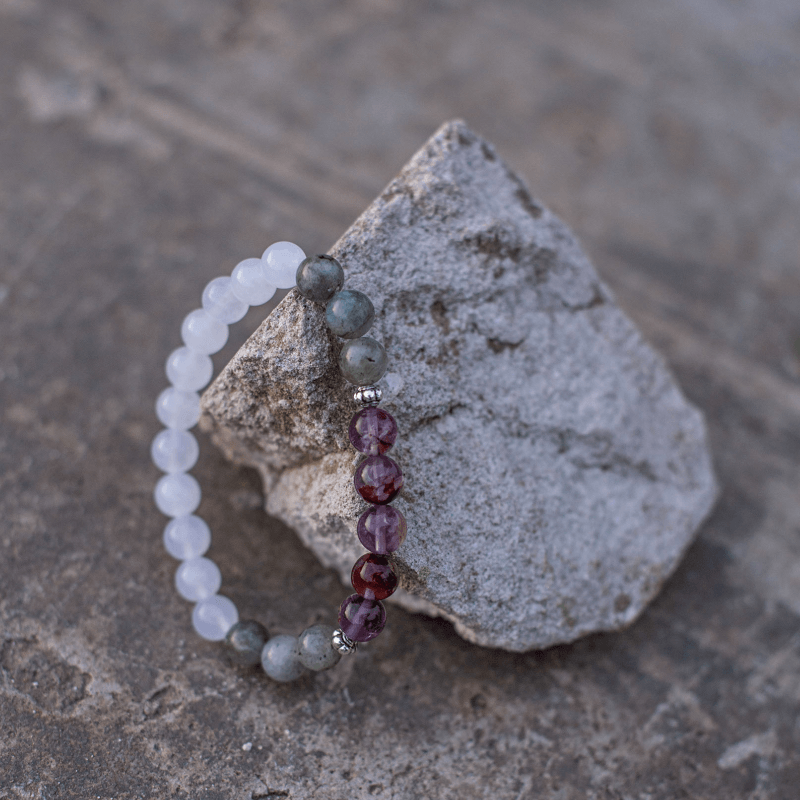 Labradorite, Jade and Amethyst Mala – Seraphine