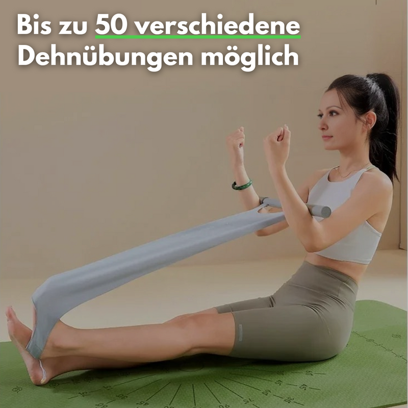 Elastisches Trainingsband mit Griffen & Fußschlaufen – FlexiStretch Trainer