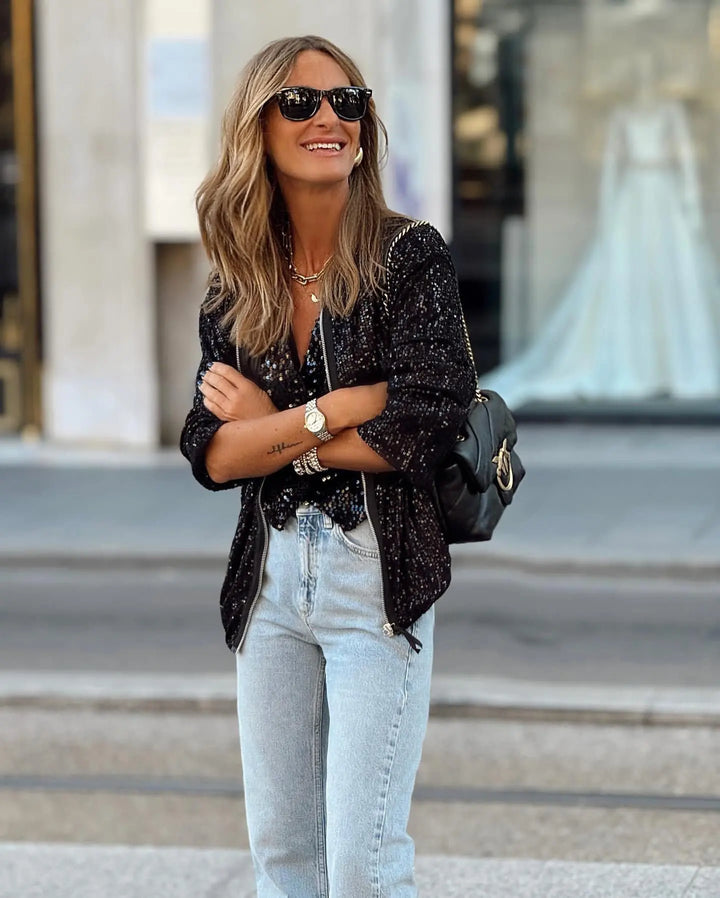 Trendy dame palietter blazer til forår og events – Soraya