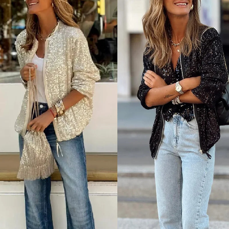 Trendy dame palietter blazer til forår og events – Soraya