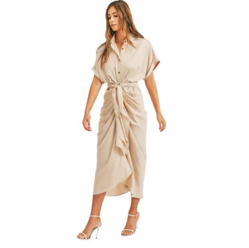 Maxi dress with ruffles and V-neck summer style women's fashion - Elina