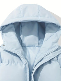 Hellblaue Kapuzenjacke, klassisches Design, warm, Wintermode, Reißverschluss, Unisex.