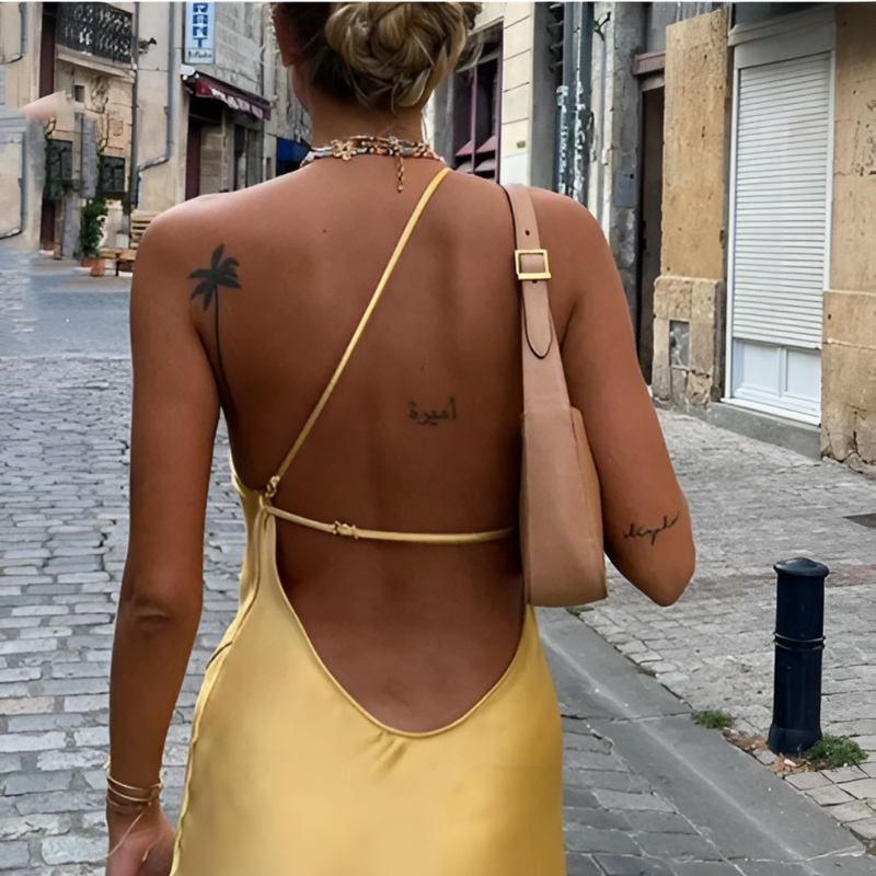 Vestido de verano amarillo con espalda descubierta – Noëlle