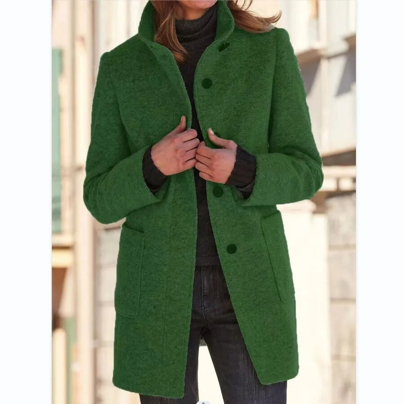 Wool coat with button closure for women - Eva