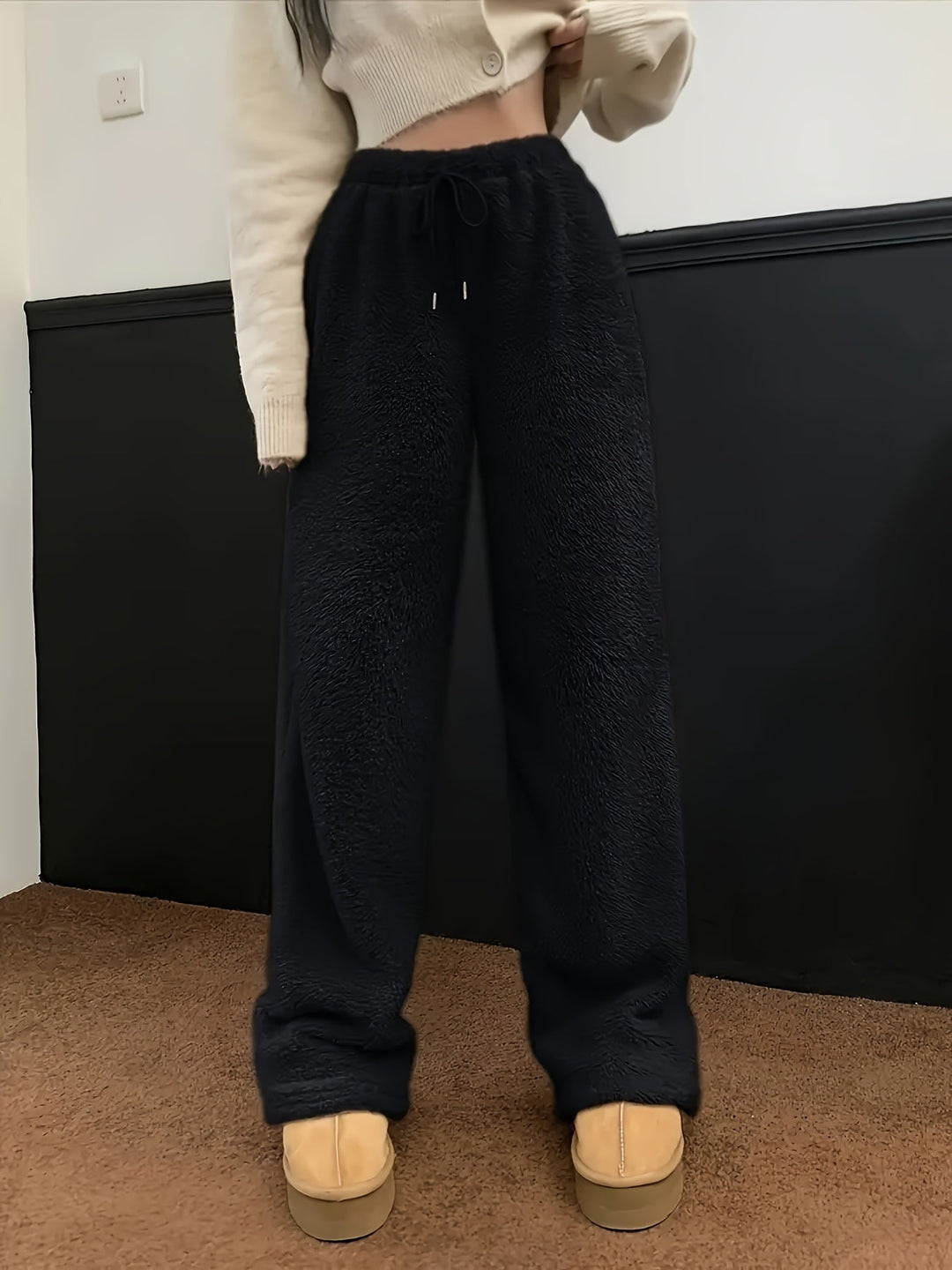 Myk Teddy Sherpa Loungebukse for damer – Noémie