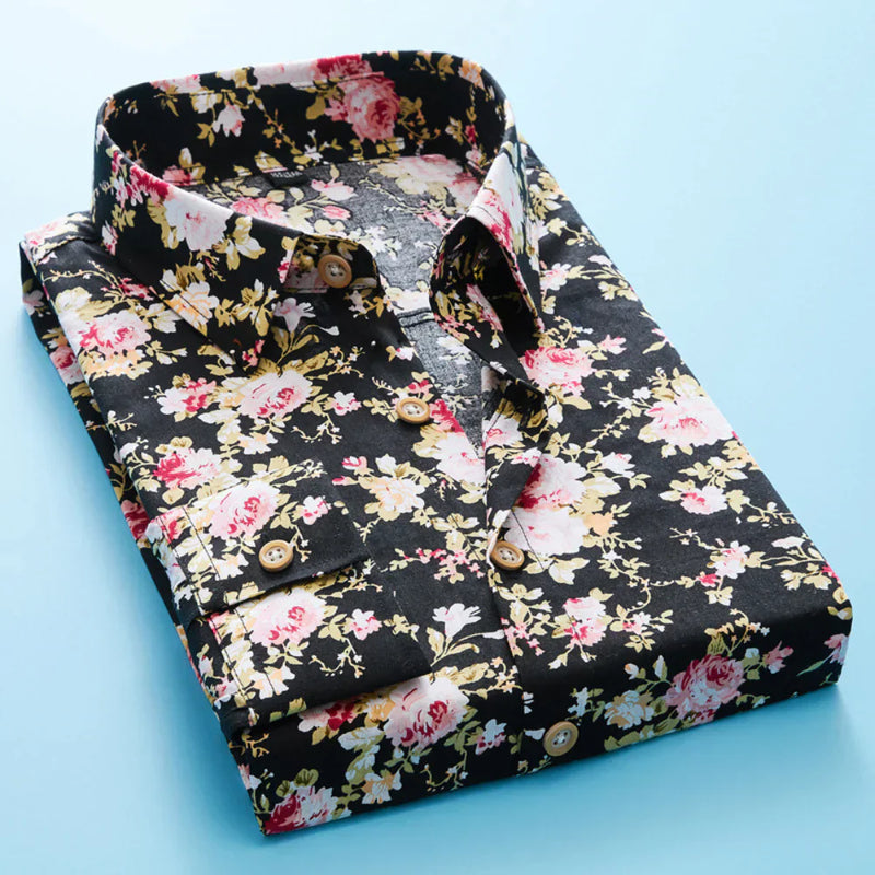 Men's shirt with floral pattern and short sleeves – Florado