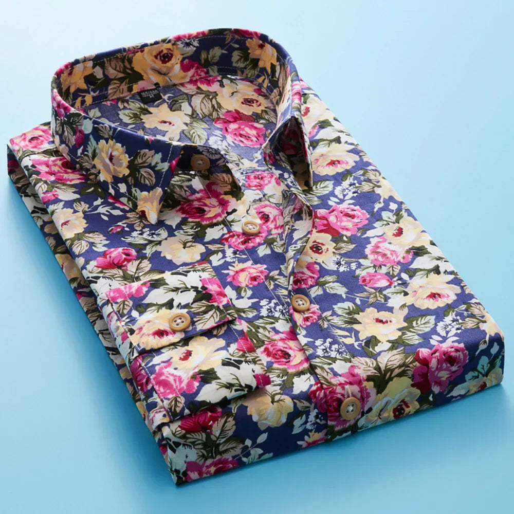 Men's shirt with floral pattern and short sleeves – Florado