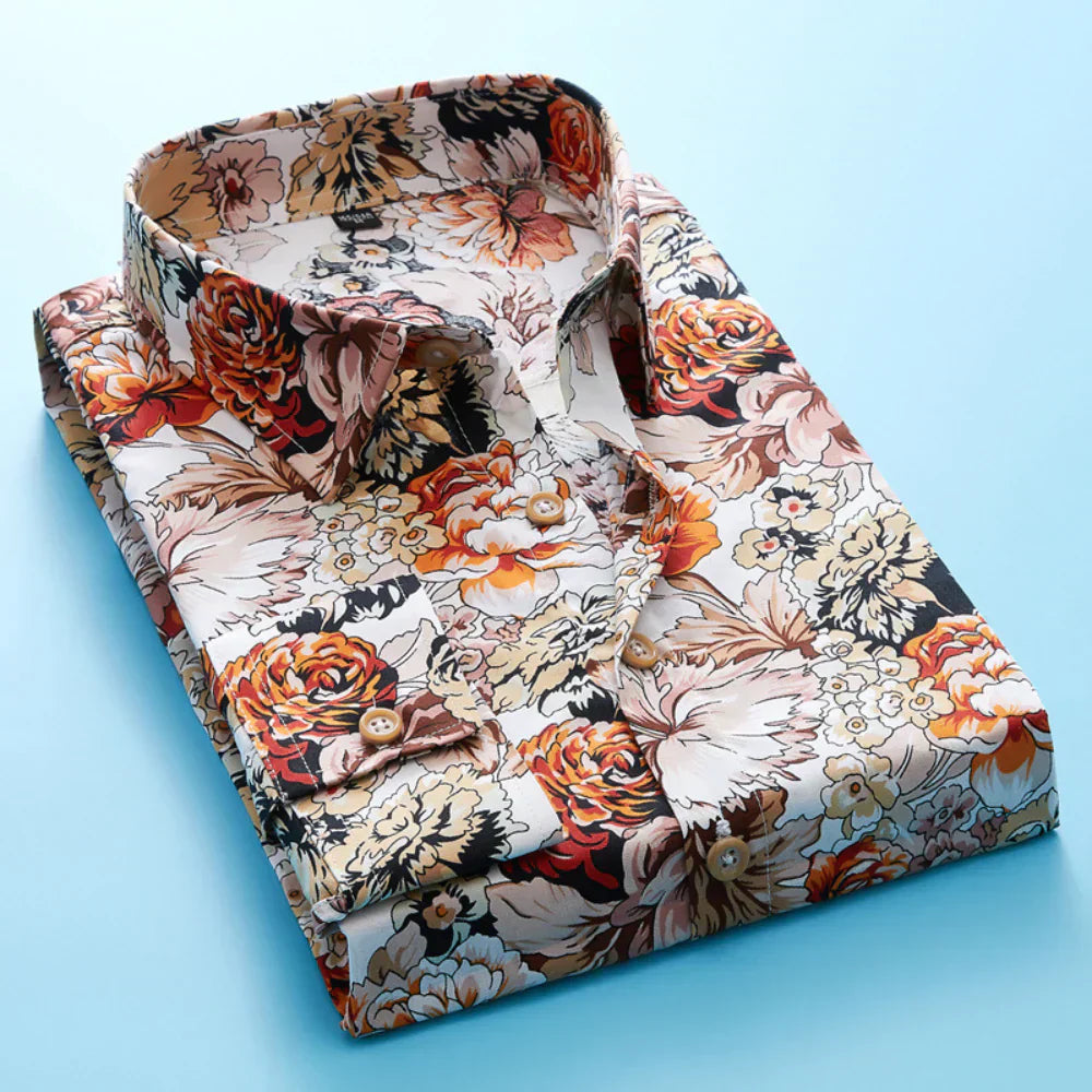 Men's shirt with floral pattern and short sleeves – Florado