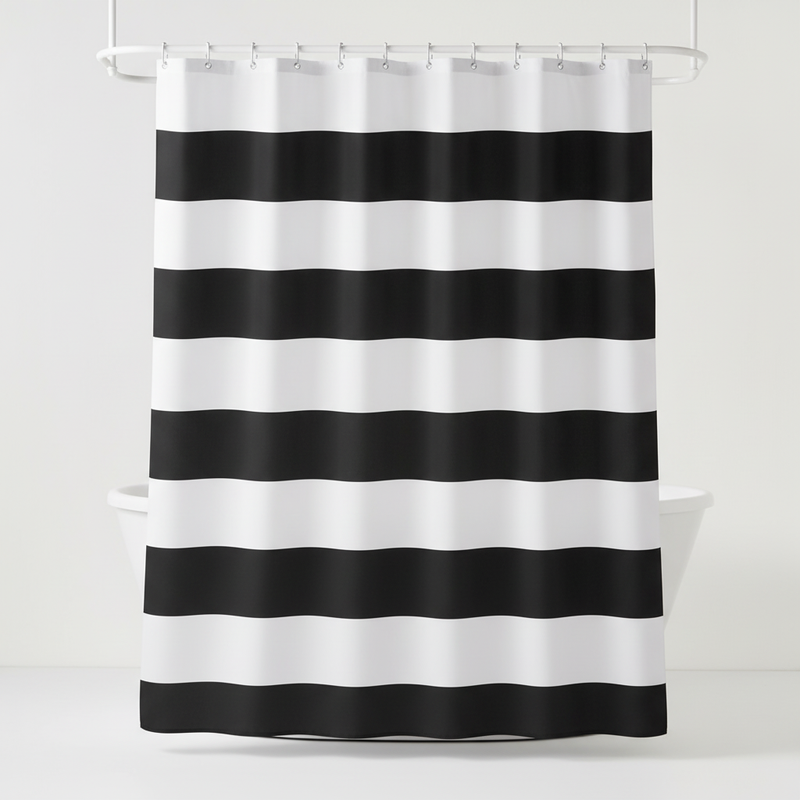 Gestreifter Textil Duschvorhang - WavePanel