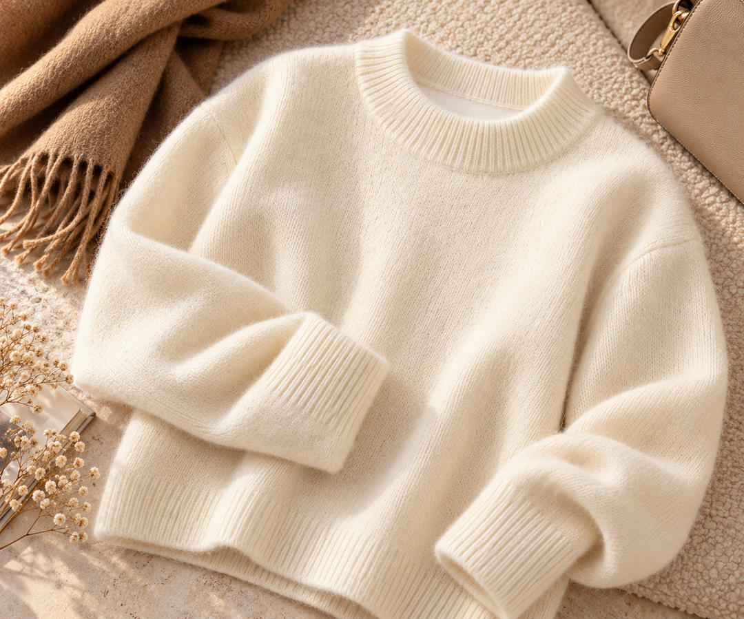 Elegant women's cashmere stand-collar sweater