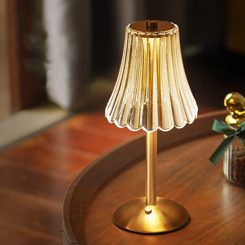 Lámpara de mesa de cristal dorado - Aurora Luxe