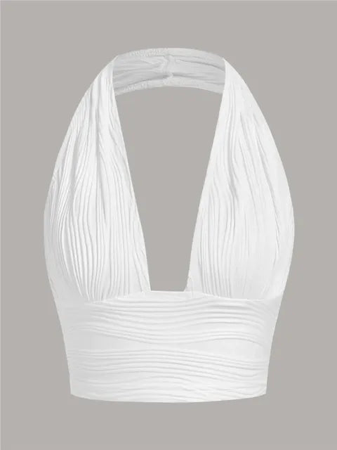 Deep-cut tank top with open back – Liora