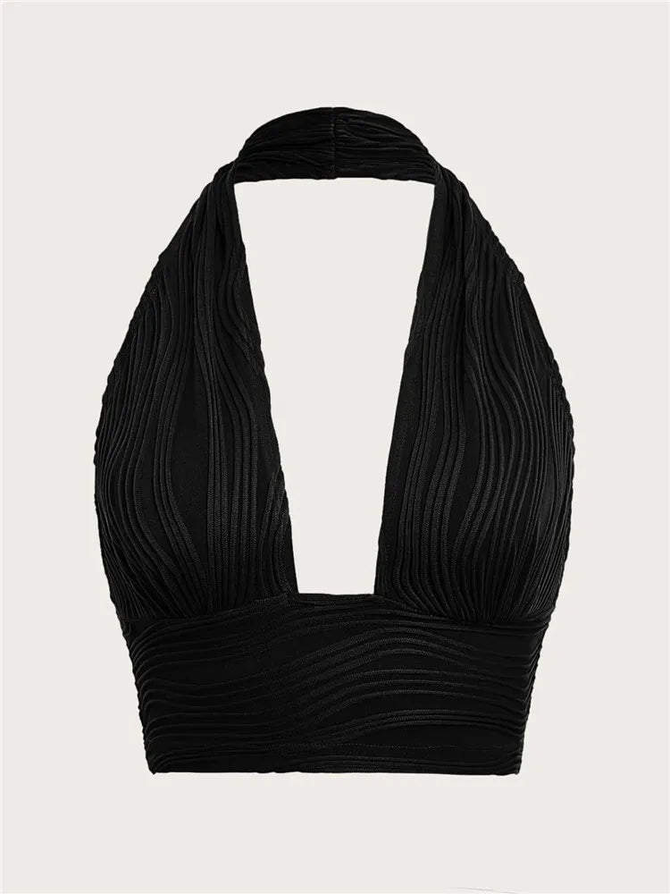 Deep-cut tank top with open back – Liora