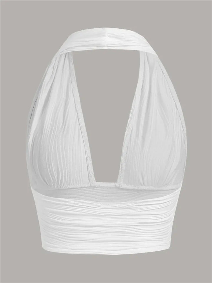 Deep-cut tank top with open back – Liora