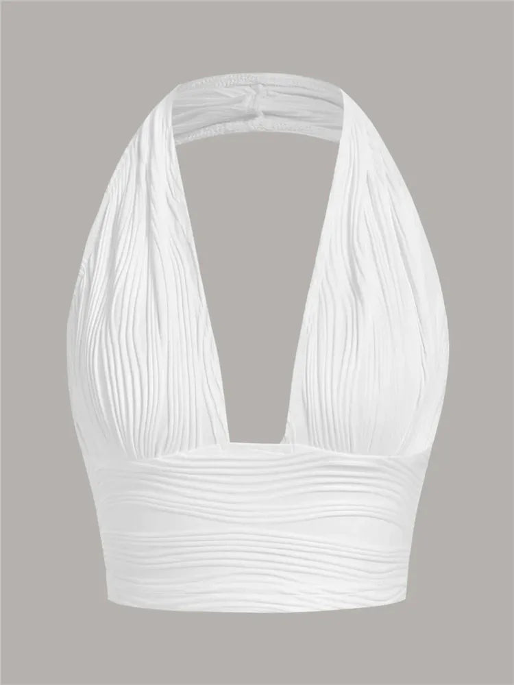 Deep-cut tank top with open back – Liora