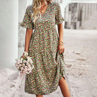 Dress with floral pattern in midi length - Leila