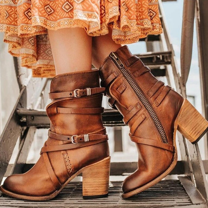 Leather Women's Ankle Boots with Orthopedic Heel – Chiara
