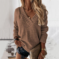 Casual V-Neck Knit Sweater - Layla