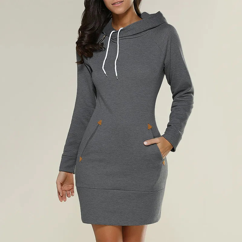 Hooded Sweat Dress with Pockets – Isabella