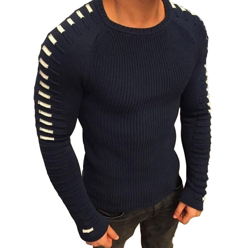 Men's knitted sweater with stripe details – Lukas autumn edition