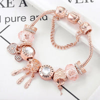 Pulsera atrapasueños rosa con charms de plata de ley