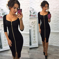 Høstlig bodycon-kjole med glidelås – Clara