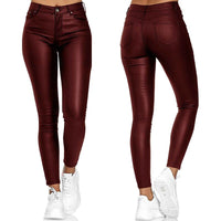 Leather stretch pants with high waist – Raffaela