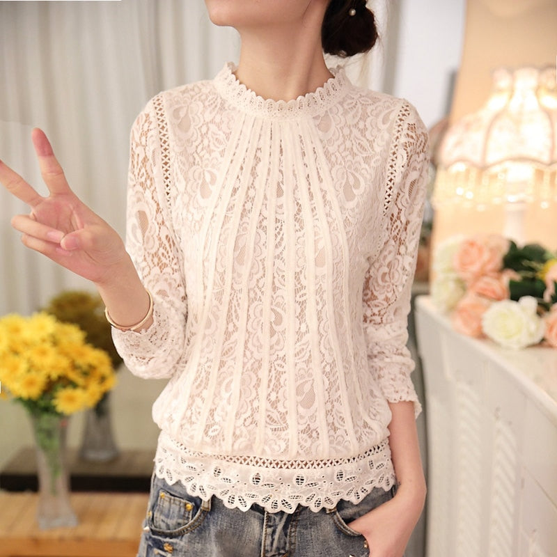Blusa de punta con mangas largas – Amira Encanto de otoño