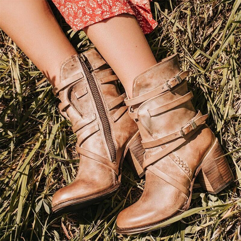 Leather Women's Ankle Boots with Orthopedic Heel – Chiara