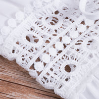 Long beach dress with lace accents and bow closure – Elara