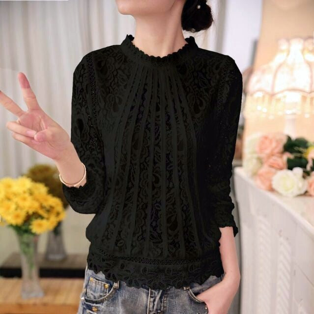 Blusa de punta con mangas largas – Amira Encanto de otoño