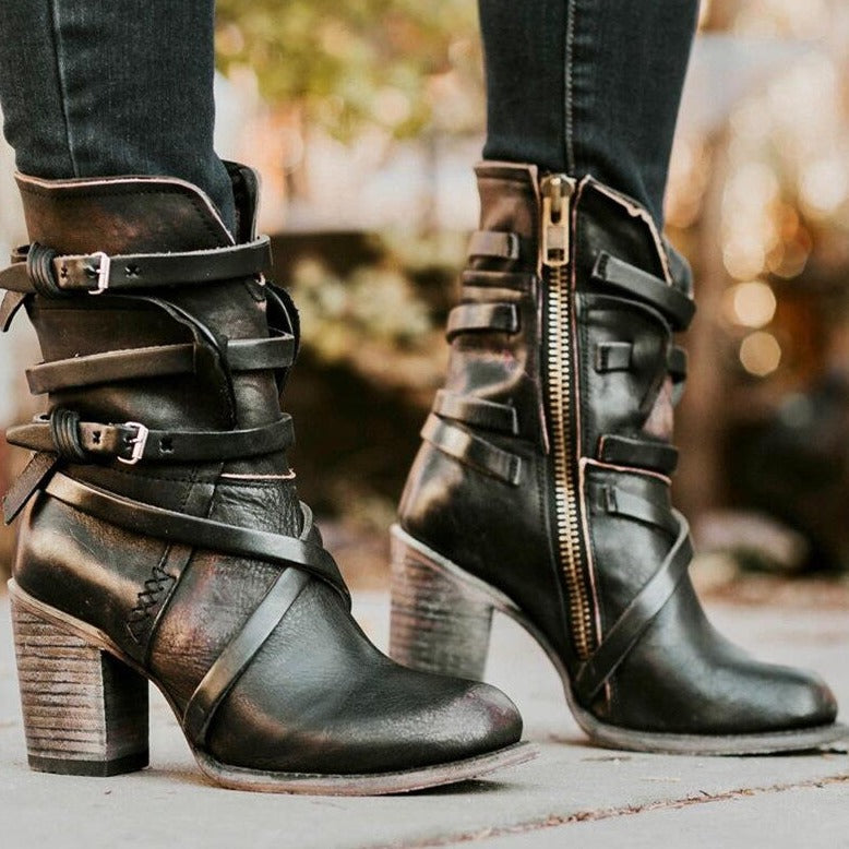 Leather Women's Ankle Boots with Orthopedic Heel – Chiara