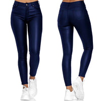 Leather stretch pants with high waist – Raffaela